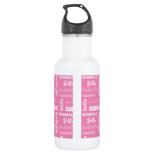 Persoonlijke meisjesnaam Roze meisje Waterfles (Achterkant)