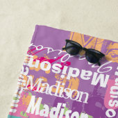 Persoonlijke meisjesnaam Roze Paars Strandlaken (In situ)