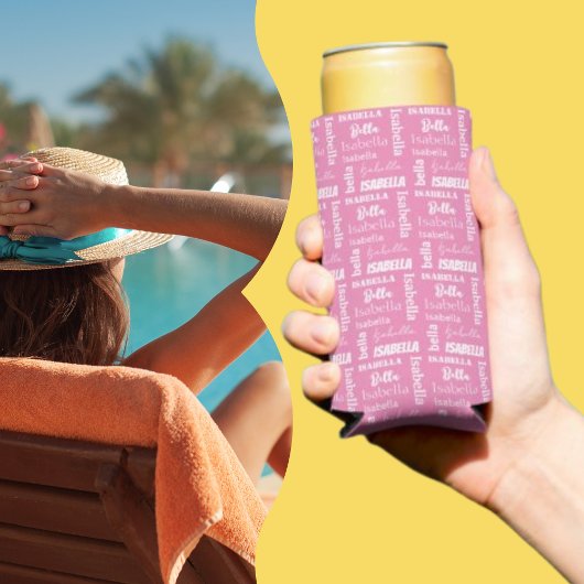 Persoonlijke meisjesnaam Roze Seltzer Blikjeskoeler