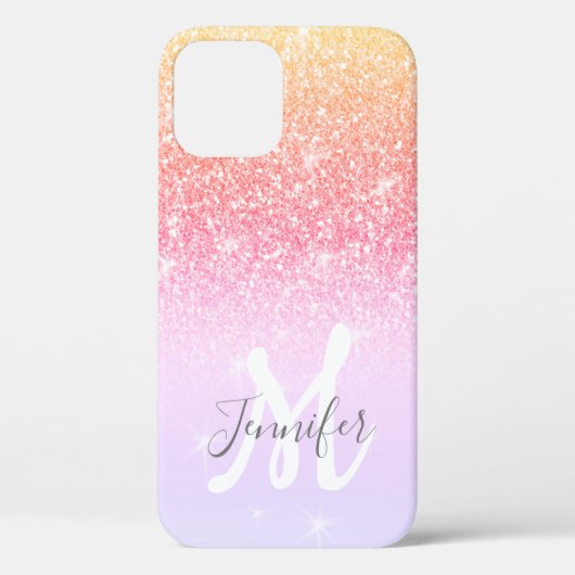 Persoonlijke meisjesregenboog Glitter Sparkles Case-Mate iPhone Case (Achterkant)