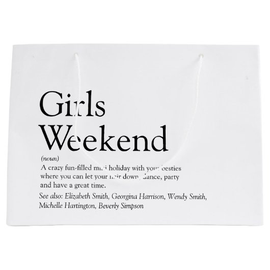 Persoonlijke meisjesWeekend Definitie Groot Cadeauzakje (Voorkant)