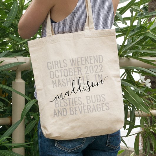 Persoonlijke meisjesweekendtrip op maat tote bag
