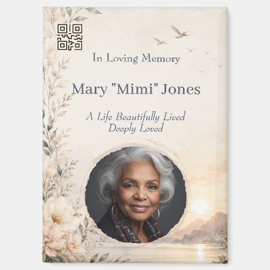 Persoonlijke memoriam QR-code magneet | Op maat (Voorkant)