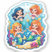Persoonlijke Mermaid Friends Fun set Sticker (Voorkant)