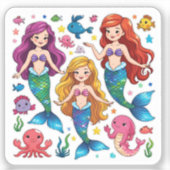 Persoonlijke Mermaid Friends Fun set Sticker (Voorkant)