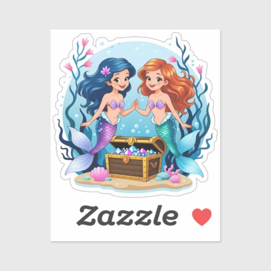Persoonlijke Mermaid Friends Fun set Sticker (Vel)