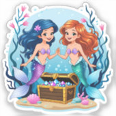 Persoonlijke Mermaid Friends Fun set Sticker (Voorkant)