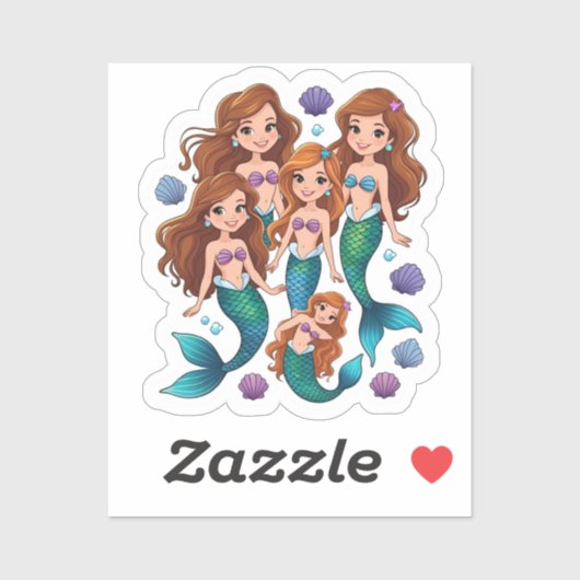 Persoonlijke Mermaid Friends Fun set Sticker (Vel)
