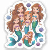 Persoonlijke Mermaid Friends Fun set Sticker (Voorkant)