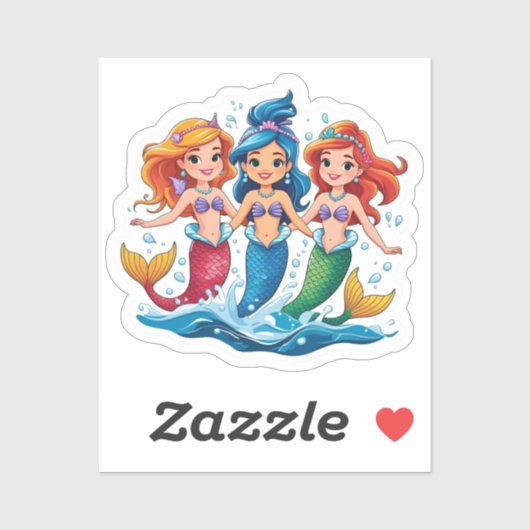 Persoonlijke Mermaid Friends Fun set Sticker (Vel)