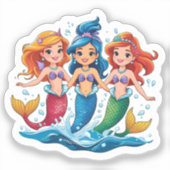 Persoonlijke Mermaid Friends Fun set Sticker (Voorkant)