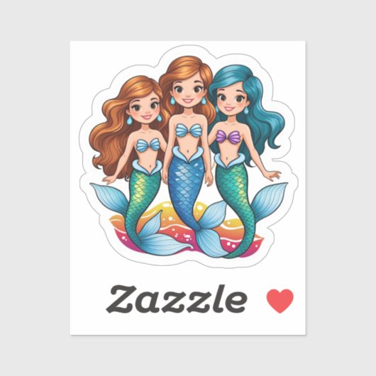 Persoonlijke Mermaid Friends Fun set Sticker (Vel)