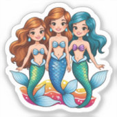Persoonlijke Mermaid Friends Fun set Sticker (Voorkant)