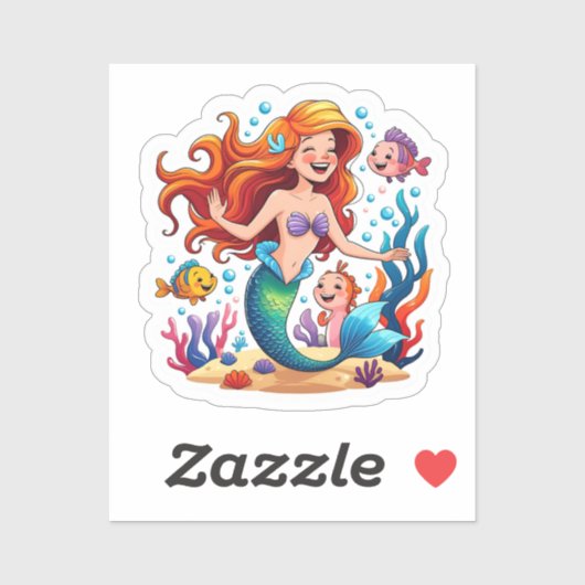 Persoonlijke Mermaid Friends Fun set Sticker (Vel)
