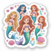 Persoonlijke Mermaid Friends Fun set Sticker (Voorkant)