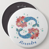 Persoonlijke mermaid Party Button Badge (Voorkant /achterkant)