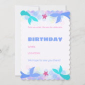 Persoonlijke Mermaid-verjaardagsuitnodigingen Kaart (Voorkant)