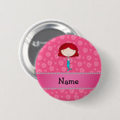 Persoonlijke mermaïde roze bloemen ronde button 5,7 cm (Voorkant /achterkant)