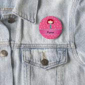 Persoonlijke mermaïde roze bloemen ronde button 5,7 cm (In situ)