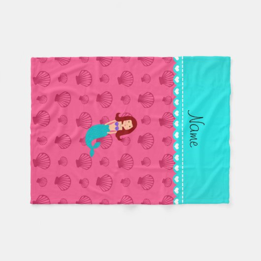 Persoonlijke mermaïde roze schelpen fleece deken (Voorkant (Horizontaal))