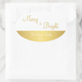 Persoonlijke Merry And Bright Ovale Gouden Sticker (Tas)