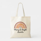 Persoonlijke Merry Bright Kerstmis Regenboog Tote Bag (Achterkant)