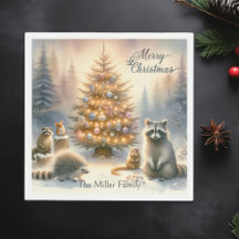 Persoonlijke Merry Christmas Woodland Waterverf,