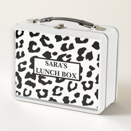 Persoonlijke metalen lunchbox - luipaardprint (Voorkant)