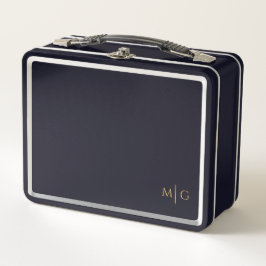Persoonlijke metalen lunchbox met eenvoudig monogr