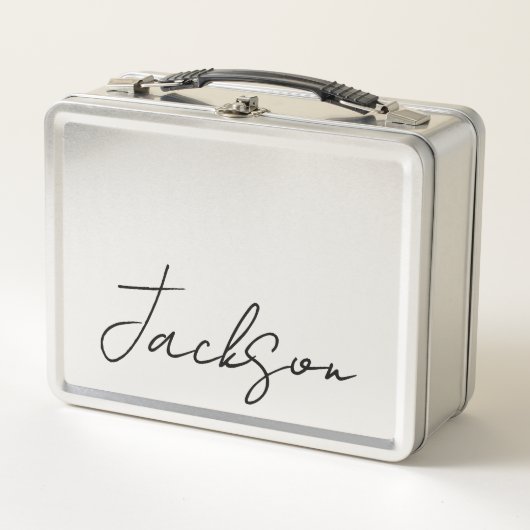 Persoonlijke metalen lunchbox met naam (Voorkant)