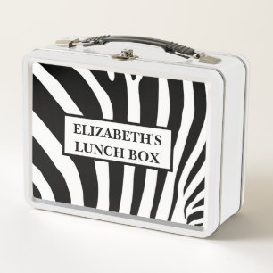 Persoonlijke metalen lunchbox - Zebraprint