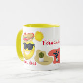 Persoonlijke Mexicaanse Emoji in Sombrero met Cact Mok (Voorkant links)