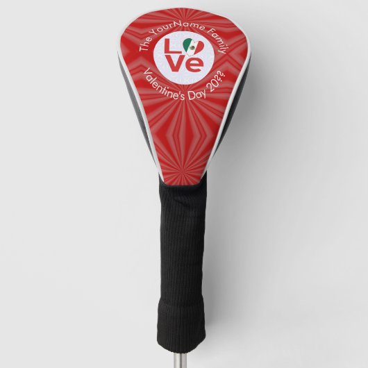 Persoonlijke Mexicaanse Rode LIEFDE Vlag Golfheadcover (Voorkant)