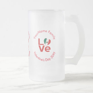 Persoonlijke Mexicaanse Rode LOVE Vlag Matglas Bierpul