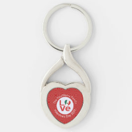 Persoonlijke Mexicaanse Rode LOVE Vlag Sleutelhanger