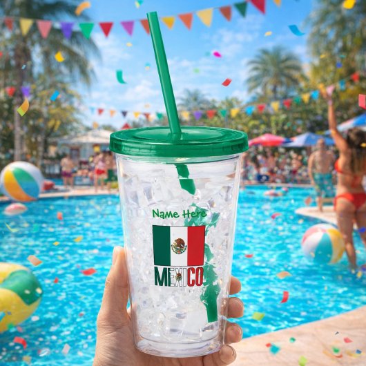 Persoonlijke Mexicaanse vlag Acryl Drinkbeker