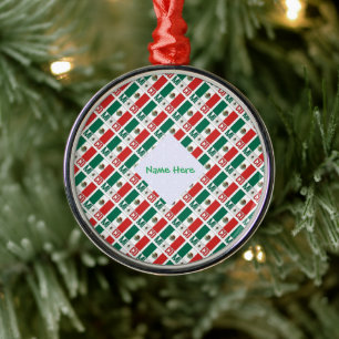 Persoonlijke Mexicaanse Vlag Getegeld Rond Metalen Ornament