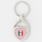 Persoonlijke Mexicaanse Vlag Hart Sleutelhanger (Voorkant)