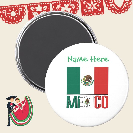 Persoonlijke Mexicaanse Vlag Rond Magneet