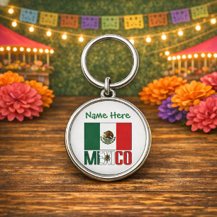 Persoonlijke Mexicaanse Vlag Ronde Metaal Sleutelhanger