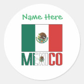 Persoonlijke Mexicaanse Vlag Ronde Sticker (Voorkant)
