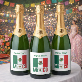 Persoonlijke Mexicaanse vlag Sparkling Wijnetiket