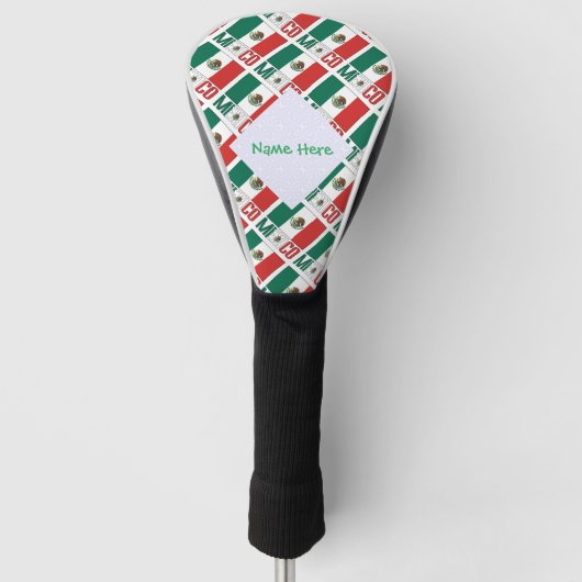 Persoonlijke Mexicaanse Vlag Tegel Golfheadcover (Voorkant)