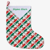 Persoonlijke Mexicaanse Vlag Tegelpatroon Grote Kerstsok (Voorkant)