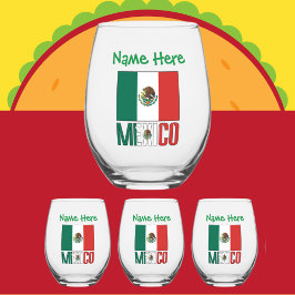Persoonlijke Mexicaanse vlag Wijnglas Zonder Voet