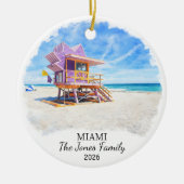 Persoonlijke Miami versiering, op maat Florida Keramisch Ornament (Voorkant)