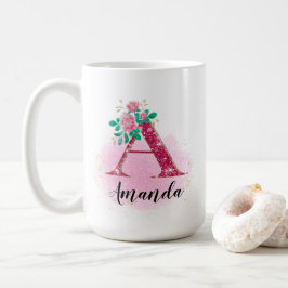 Persoonlijke microfoon, glitter A-monogram, aangep Koffiemok