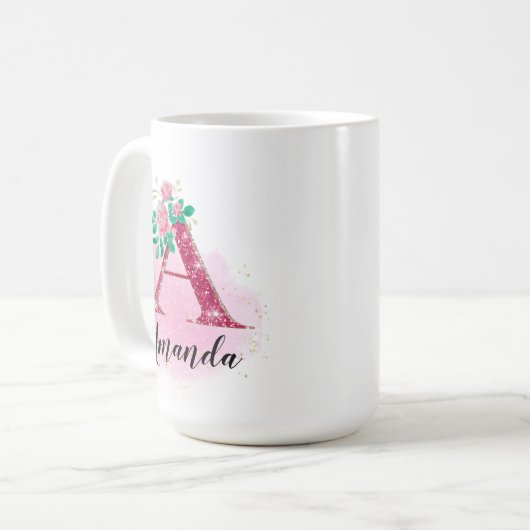 Persoonlijke microfoon, glitter A-monogram, aangep Koffiemok (Voorkant links)