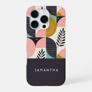 Persoonlijke mid-century modern geometrische boho iPhone 16 pro hoesje