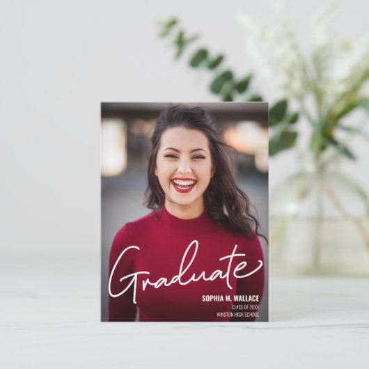 Persoonlijke middelbare middelbare school aankondigingskaart (Staand voorkant)